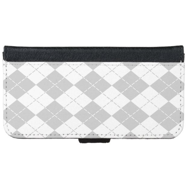 Gray and White Argyle iPhone 6 Wallet Case-4