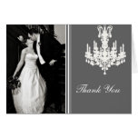 Gray and White Chandelier Photo Thank You Card