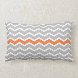 Gray and White Chevron Zigzag with Orange Stripe Throw Pillows