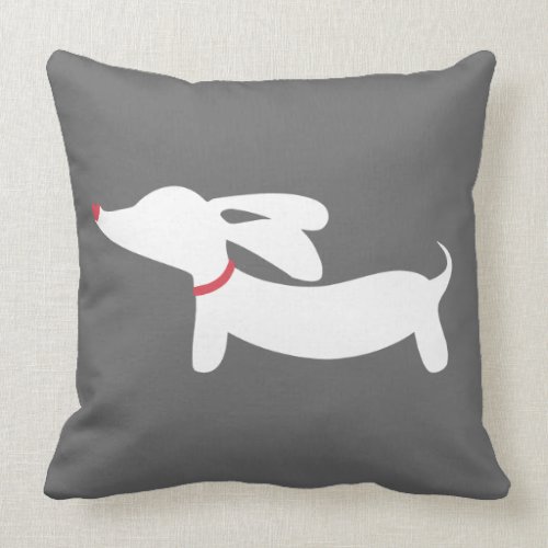 Gray and White Dachshund Wiener Dog Pillow