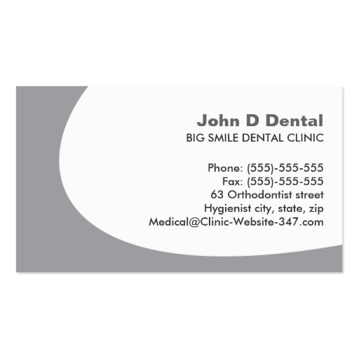 Gray and white dental dentist  business card (back side)