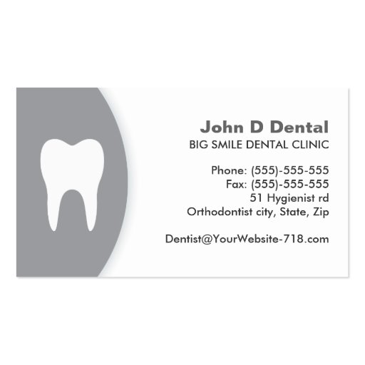 Gray and white dental dentist business card (front side)