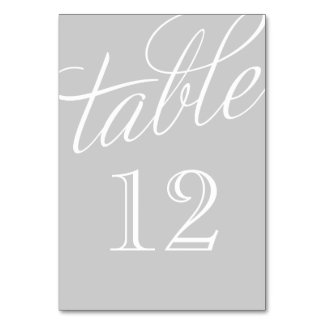 Gray and White Elegant Script Table Numbers Table Card