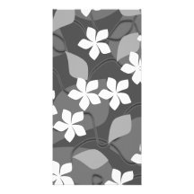 Gray and White Flowers. Floral Pattern. Customized Photo Card