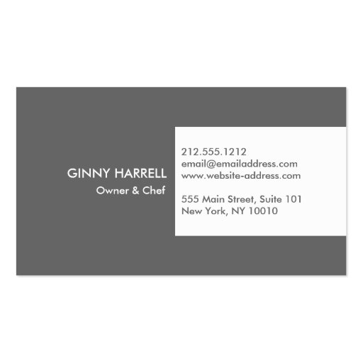 GRAY AND WHITE KITCHEN COLLAGE for Catering, Chef Business Cards (back side)