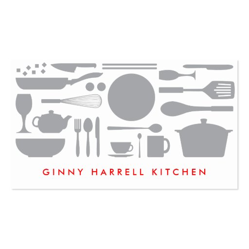 GRAY AND WHITE KITCHEN COLLAGE for Catering, Chef Business Cards (front side)