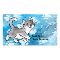 Gray and White Kitty Business Card business cards