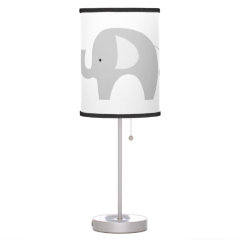 Gray and White Mod Elephant Nursery Room Lamp