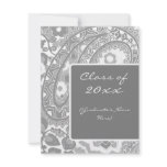 Gray and White Paisley Graduation Announcement