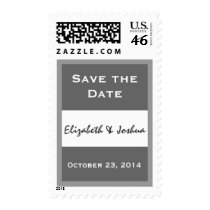 Gray and White Save the Date Bride & Groom Date Stamps
