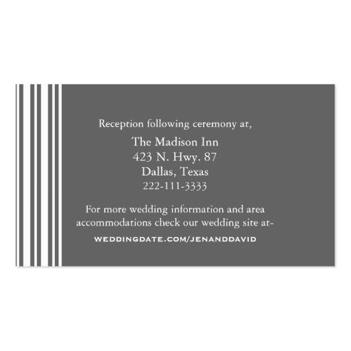 Gray and White Wedding enclosure cards Business Cards (front side)