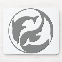 Gray And White yin Yang Dolphins Mouse Pad