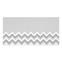 Gray and White Zig Zag Pattern. Part Plain Gray. Customized Photo Card