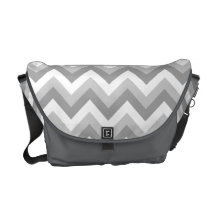 Gray and White Zigzag Pattern. Messenger Bags