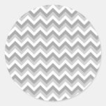 Gray and White Zigzag Pattern. Round Sticker