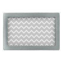Gray and White Zigzag Stripes. Rectangular Belt Buckles