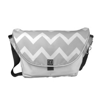 Gray and White Zigzag Stripes. Commuter Bag