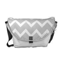 Gray and White Zigzag Stripes. Commuter Bag