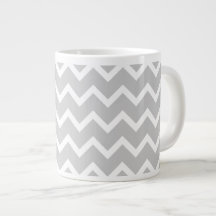 Gray and White Zigzag Stripes. Extra Large Mugs
