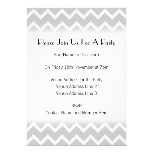 Gray and White Zigzag Stripes. Custom Announcements