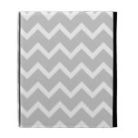Gray and White Zigzag Stripes. iPad Folio Cases