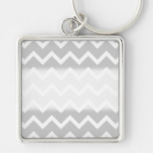 Gray and White Zigzag Stripes. Keychains