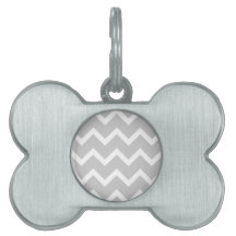 Gray and White Zigzag Stripes. Pet Name Tags