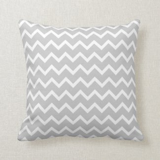 Gray and White Zigzag Stripes. Throw Pillows