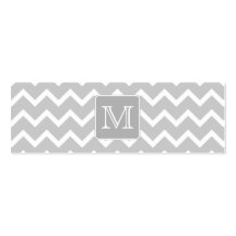 Gray and White Zigzags with Custom Monogram. Business Cards