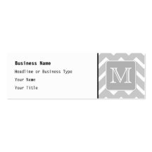Gray and White Zigzags with Custom Monogram. Business Cards