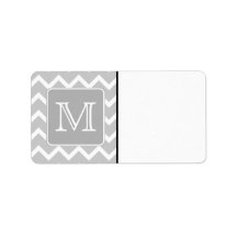 Gray and White Zigzags with Custom Monogram. Custom Address Label