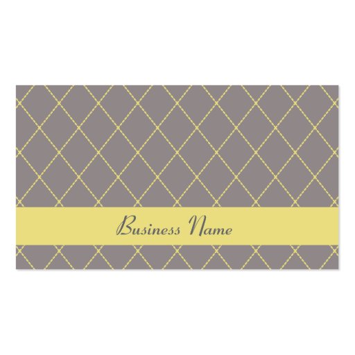 Gray and Yellow Argyle Business Cards (front side)