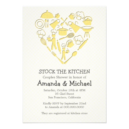Gray And Yellow Couples Shower | Stock the Kitchen Invitations