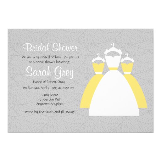 Gray And Yellow Custom Bridal Shower Invites