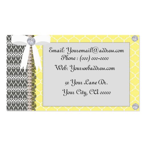 Gray and Yellow Diva Business Cards (back side)