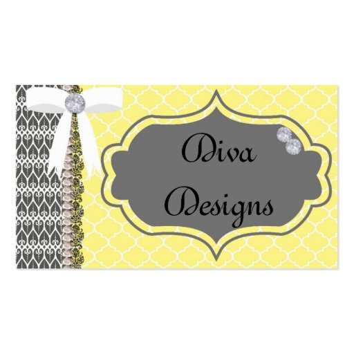 Gray and Yellow Diva Business Cards (front side)
