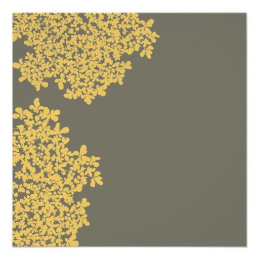 Gray and Yellow Floral Square Wedding Invites