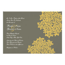 Gray and Yellow Floral Wedding Invitations