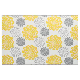 Gray and Yellow Flowers Fabric