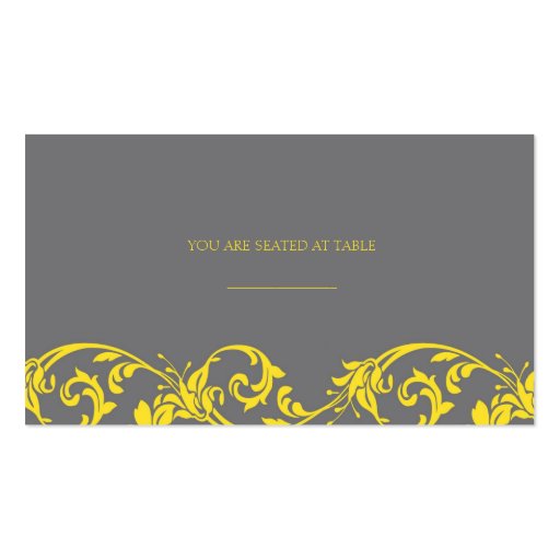 Gray and Yellow Lace Wedding Placecards Business Card Template (front side)