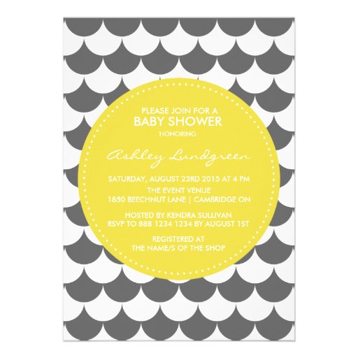Gray and Yellow Pattern Baby Shower Invitation