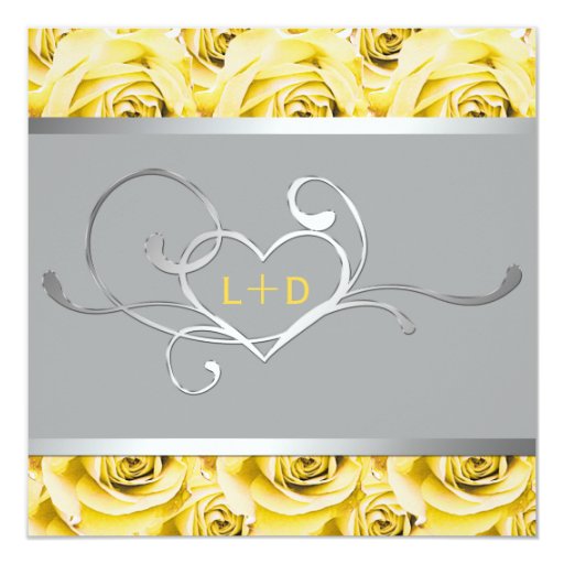 Gray and Yellow Roses Couples Shower Invitation Zazzle