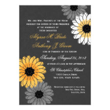 Gray and Yellow Slate and Flowers Wedding Personalized Announcement