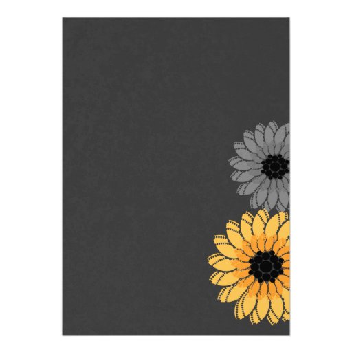 Gray and Yellow Slate and Flowers Wedding Personalized Announcement