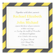 Gray and Yellow Stripes 2 Wedding Invitation