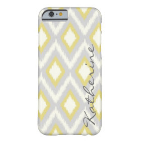 Gray and Yellow Tribal Ikat Chevron Monogram Barely There iPhone 6 Case