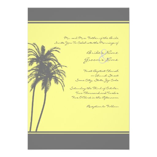 Gray and Yellow Tropical Palms Invitation