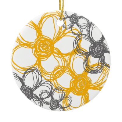 Gray and Yellow Wild Flowers Christmas Tree Ornament by TheBrideShop