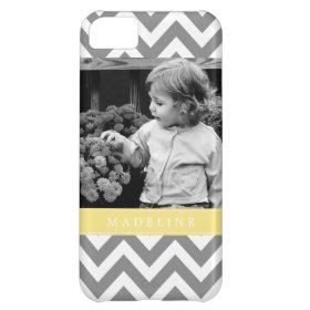 Gray and Yellow Zigzags Personalized Photo Cover For iPhone 5C