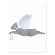Gray Angel Cat With Blue Wings Postcard